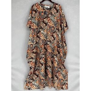 Sante Classics Dress Womens One Size Multicolor Paisley Kaftan Maxi Boho